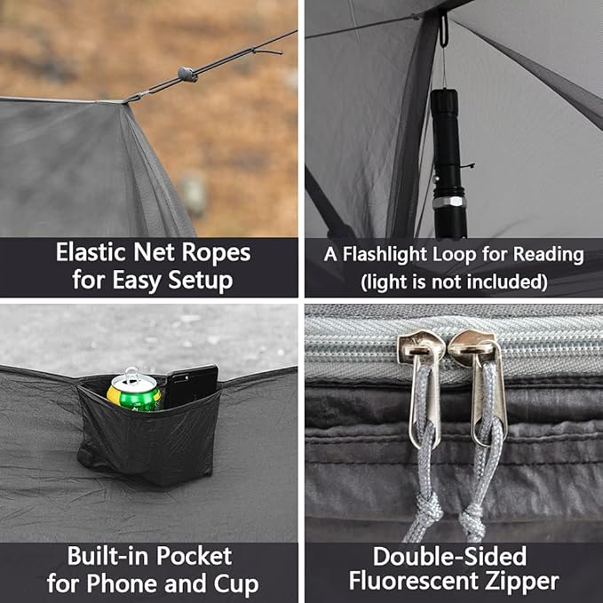 Sunyear Hammock Camping with Rain Fly Tarp and Net Portable Camping Hammock Double Tree Hammock Outdoor Indoor Backpacking Travel &amp Survival 2 Tree Straps100% Waterproof