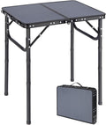 RedSwing Small Folding Table Adjustable Height Lightweight and Portable Aluminum Frame Camping Table for Outdoor Indoor Picnic 2 Feet Grey