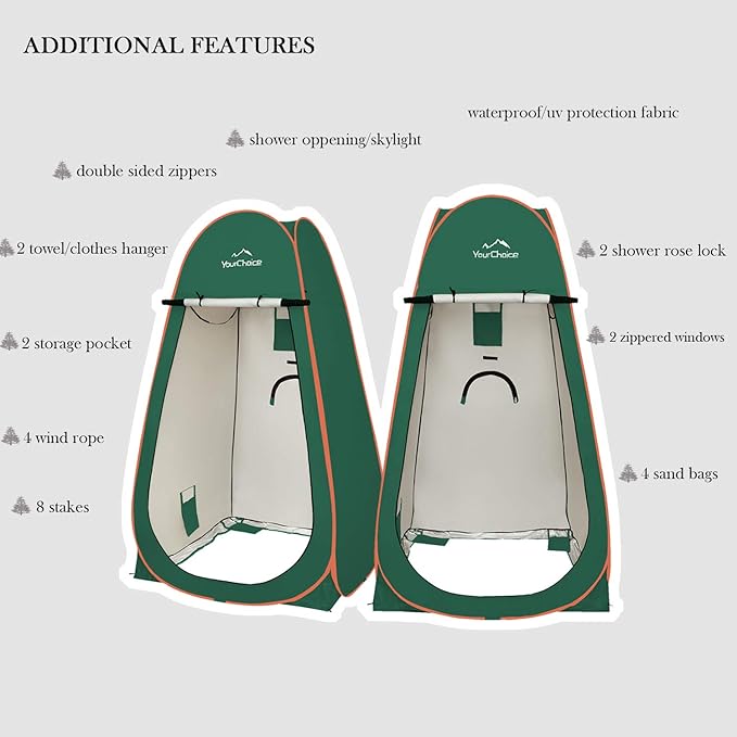 Your Choice 3.9x3.9x6.9FT Pop Up Privacy Tent Large Portable Camping Changing Room with 2 Storage Pockets &amp 4 Sandbags Outdoor Shower &amp Toilet Shelter for Beach RV Camping &amp Hiking