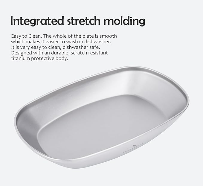 iBasingo 9.84/9.13 in Titanium Dinner Plates Set Lightweight Portable Camping Metal Service Dishes Outdoor indoor Single-layer Durable Bread Dessert Vegetables Fruit Chips Kitchen Tableware Ti1143T