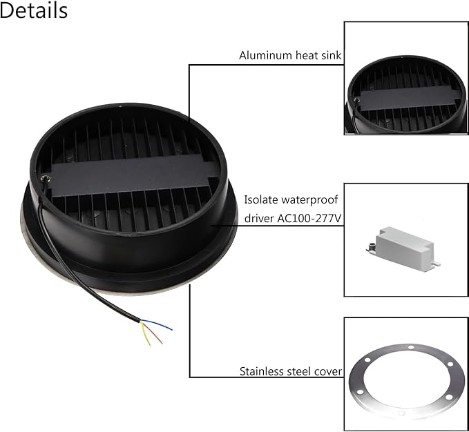 18W Outdoor In Ground LightsDiameter 8 inchesWired Landscape Lighting WaterproofWhite 6500KHigh Voltage 110V 120V Well Lights for WalkwayDrivewayPathwayPack of 4