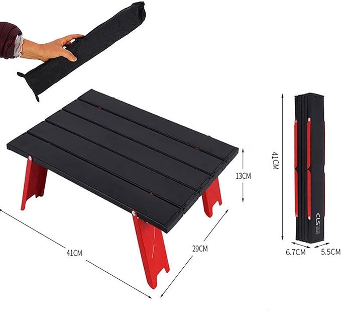 Mini Folding Table Outdoor BBQ Camping Travel Table Aluminum Alloy Durable Portable Desk for Hiking Picnic Outdoor Activities (Black)