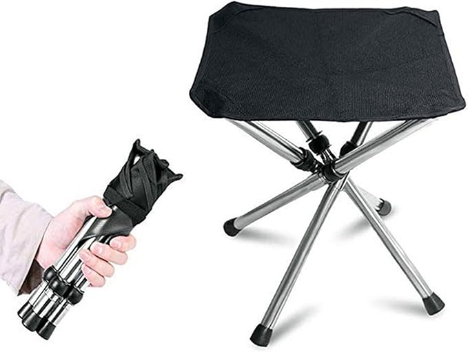 Portable Stool 13.8 Inch High Small Folding Chair Telescopic Compact Foldable Stool with Carry Bag for Camping Hiking Outdoor Concert