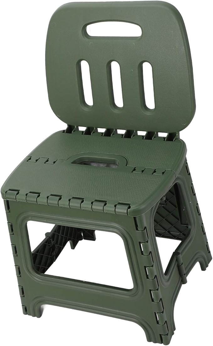 Folding Step Stool Portable PP Thickened Small Kids Step Stool with Handle Outdoor Camping Fishing Picnic (L)