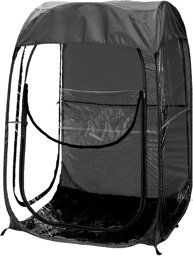 Portable Pop Up Sports Tent for 1 Person Quick Setup Weather Shelter for Outdoor Sports Events Fishing and Camping Wind and Rain Protection Compact and Lightweight Black