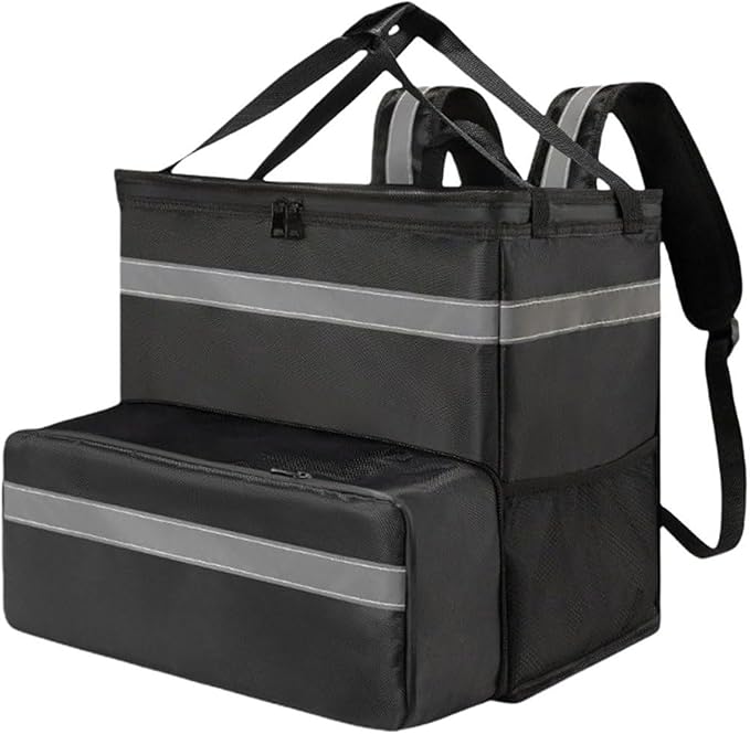 Insulated Pizza Backpack Extendable Compartment Warm Coating for Food Transport