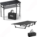 Anbte Folding Camping Table with Storage Net 3ft Camping Table Aluminum Folding Table &amp Ultralight Folding Camping Cot 275lbs Capacity Portable Camping Cot