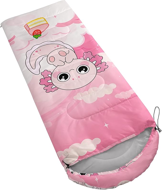 AILONEN Kawaii Panda Sleeping BagsLightweight &amp Waterproof3 Season Warm &amp Cool WeatherDreamy Purple Flower Animal Themed Sleeping Bags for BoysGirlsKidsAdults TravellingOutdoors