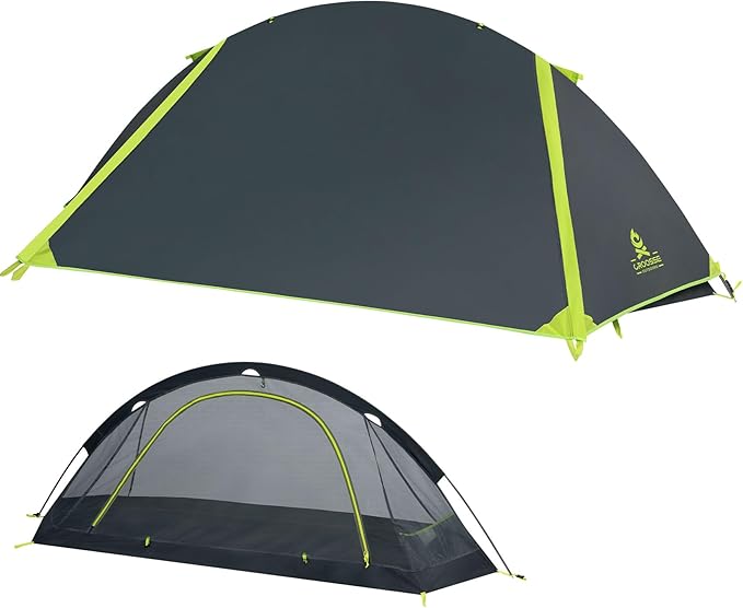 1 Person Backpacking Tent for Camping – Waterproof Windproof Camping Tents Lightweight Single Pole Tent for Motorcycle Hiking Bicycle Outdoor