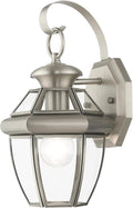 Livex Lighting 2051-91 Monterey 1 Light Outdoor Brushed Nickel Finish Solid Brass Wall Lantern with Clear Beveled Glass