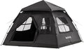 Blackdog Portable Camping Tent - 2-4 Person Waterproof Instant Pop Up Tent UPF50+ Sun Protection 5㎡ Large Space for Family Car Camping &amp Traveling Easy Setup (Black)