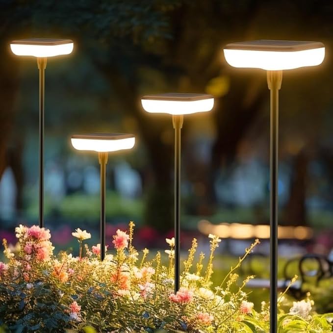 Solar Lights Outdoor Pathway 8 Pack IP65 Waterproof 31 Solar Garden Lights 2 Heights Adjustable Auto On/Off Lasting 12H for Walkway Patio Lawn Path Yard Plants Flower Beds Landscape Decor