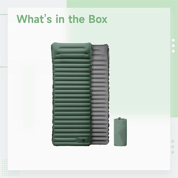 Inflatable Mattress with Foot Pump for Camping Quick-Inflation Ultra-Light Sleeping Pad Foldable for Backpacking and Beach Picnics Green and Gray