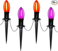 Halloween Pathway Lights Outdoor 19.5Ft Orange Purple Halloween String Lights with 10 C9 LED Bulbs and Stakes Connectable Outdoor Waterproof Marker Stake Lights for Halloweens Path Yard Lawn Garden