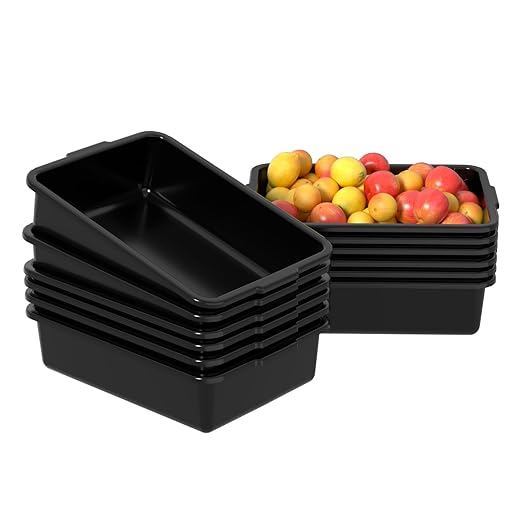 Sadstory 13 L Small Commercial Bus Tubs Plastic Black Wash Basin Bus Tub Tote Bin Black 12 Packs