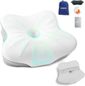SAHEYER Memory Foam Travel Cervical Pillow Small Camping Pillows for Sleeping with Strap Neck Support Camping Gear Accessories - Travel Essentials for Sleeping Backpacking Hammock Gray