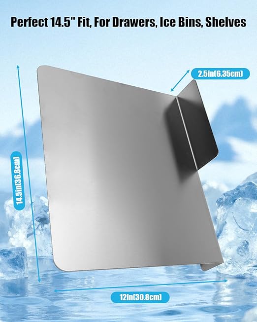Stainless Steel Commercial Ice Bin Partition 12H x 14.5L x 5D Fridge Organizer Insert for Freezer Drawers Ice Bins &amp Coolers Heavy-Duty 304 Steel Easy Clean