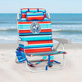 Tommy Bahama 5 Position Beach Chair Zippered Insulated Cargo Pouch Cup and Cell Phone Holders Towel Bar Pillow for Extra Comfort Heavy-Duty Weight Capacity 2-Pack (Red Stripes)