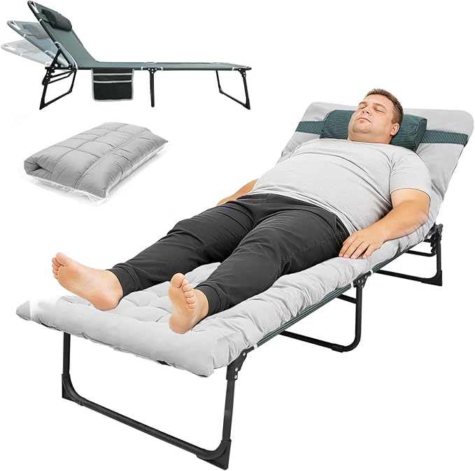 Big RED Camping Sleeping Cot5-Position Folding CotLounge Chair with MattressFolding Sleeping CotCamping Cots for Adults Heavy Duty Lounges Chairs for Outside Beach Lawn
