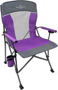 Black Sierra Camping Chair – Folding Portable Lawn &amp Beach Chair with Padded Hard Armrest Mesh Vented Back Spacious Cup Holder Carry Bag – Supports 300 lbs for Sports