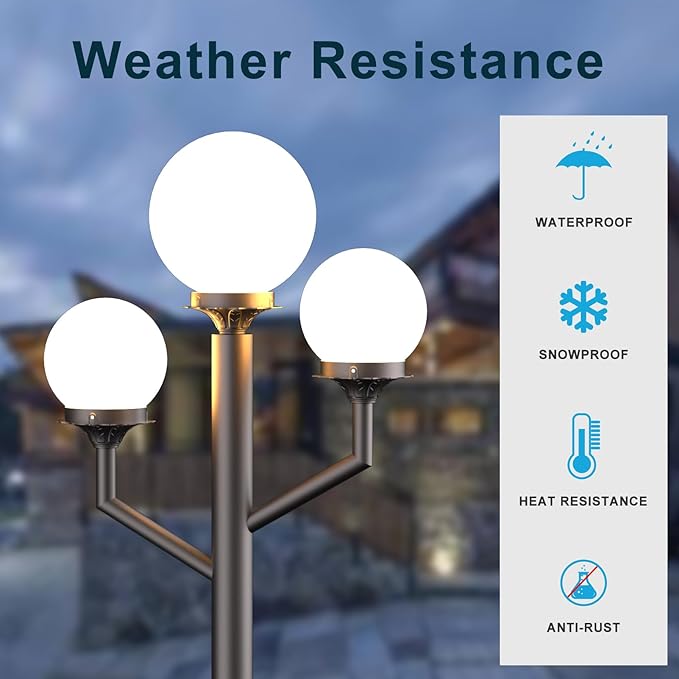 Lightdot 79 Modern Stable Outdoor Post Lights with Triple Head (3000K LED Bulb Included) IP65 Waterproof Pole Lamp for Outside Heavy-Duty Aluminum Lamp Posts Lighting for Driveway/Garden/Yard-Brown