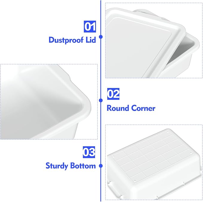 Yuright 12 Pack Commercial Bus Tubs with Lids 13 L Plastic Bus Boxes for Restaurant White