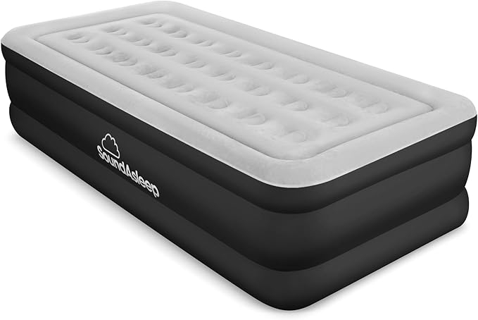 SoundAsleep Products Dream Series Luxury Air Mattress ComfortCoil Technology Built-in High Capacity Pump for Home Camping- Double Height Adjustable Inflatable Blow Up Portable (Twin XL Size)