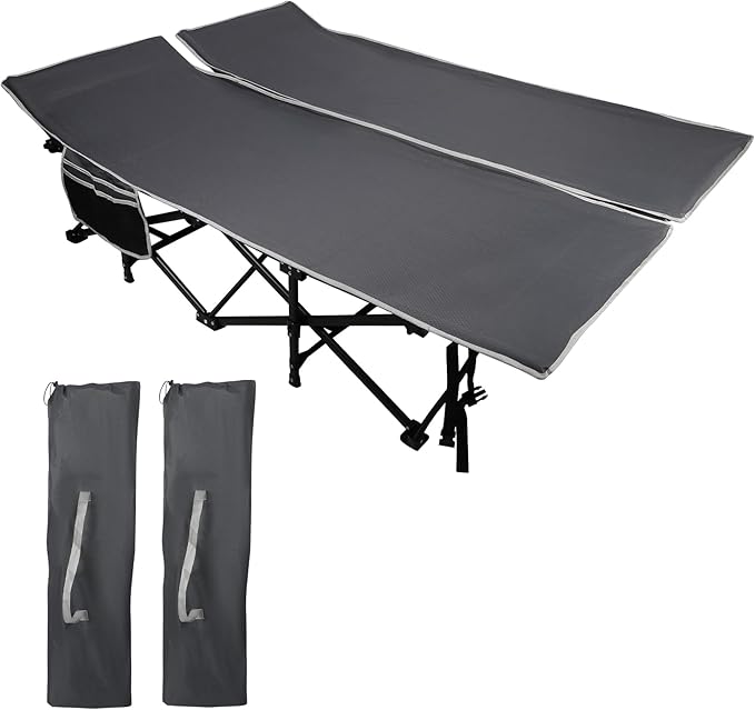 REDCAMP 2 Person Oversize Camping Cots for Adults 56'' Extra Wide Sleeping Cots Heavy Duty XXXL Cots Portable for Outdoor Indoor Office Grey