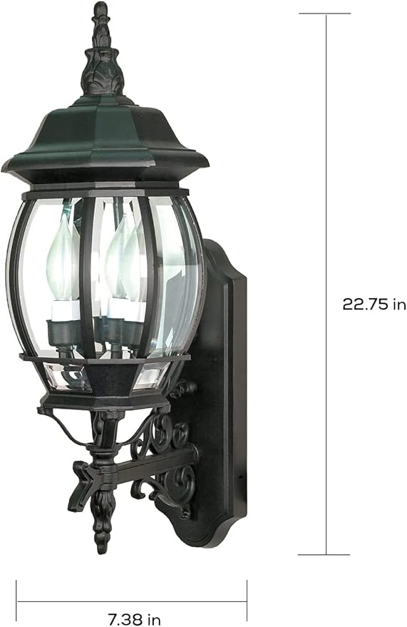 Nuvo Lighting 60/890 Traditional Three Light Outdoor Wall Mount from Central Park Collection in Black Finish
