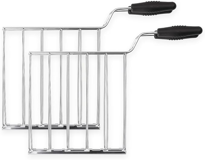 SMEG TSSR01 Sandwich Rack Set – 2-Piece Stainless Steel Toasting Cages with Anti-Heat Handles – Compatible with SMEG TSF01 &amp TSF03 Toasters