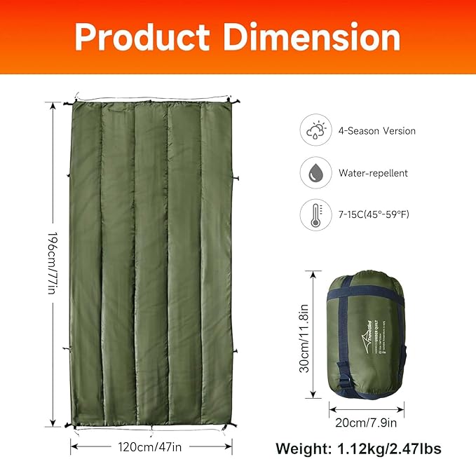 Hammock Underquilt for Camping Hammock Warm Insulation Ultralight 4 Season Under Quilt for Hammocks Portable for Hiking Backpacking