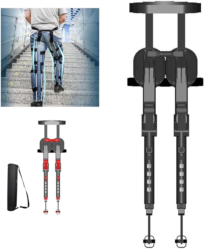 Wearable Chair Invisible Seat Wearable Adjustable Chair Invisible Magic Seats Ergonomics Lightweight Seat Exoskeleton Human5 Gear Heights AdjustableBear up to 150kg for BarbersChefs Outdoor(Black