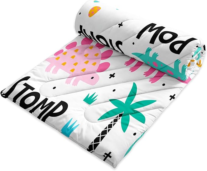 Axolotl Colorful Dinosaur Camping BlanketPlam Trees Dino Eggs Packable Outdoor BlanketWild Animal Theme Lightweight Puffy Camping BlanketRoar Dino Travel Blanket for Traveling Picnic Cold Weather