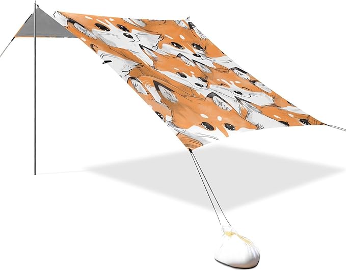 Beach Tent Sun Shelter Milky Foxes Lightweight &amp Easy Setup Beach Shade Canopy for Camping Fishing