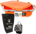 16L Orange Collapsible BBQ Prep Tub with Locking Lids &amp 21 Inch Tyvek Black BBQ Blanket for Resting Meat
