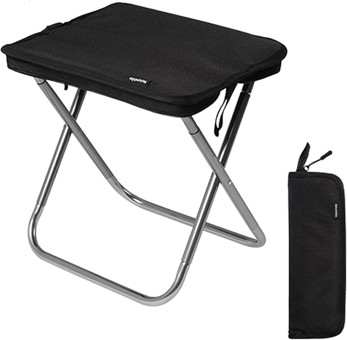 Naturehike 11in Ultralight Camping Folding Stool - Supports 390lbs 0.72lb Compact Portable Stool 7075 Aluminum Alloy &amp 600D Oxford Pocket Chair for Adult Backpacking Fishing Sports Events
