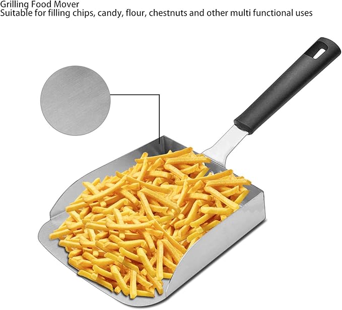 Large Griddle Scoop Stainless Steel Grilling Food Mover Food Shovel Burger Spatula for Stir Fry Cook