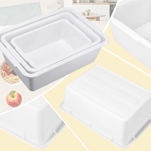 12 Pcs Plastic Commercial Bus Box Dish Washing Tub 3 Size for Home Storage Kitchen Organization Restaurant Food Collection Vegetable 6 L 11 L 17 L(White)