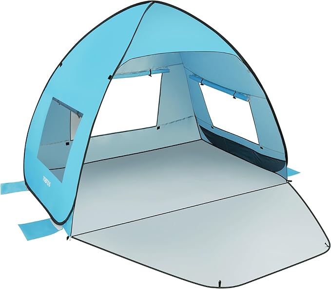 TOBTOS UPF 50+ Pop Up Beach Tent Easy Set Up Beach Umbrella Sun Shelter for 2-3 People UV Protection Portable Sunshade Baby Canopy Cabana Lightweight with Carry Bag