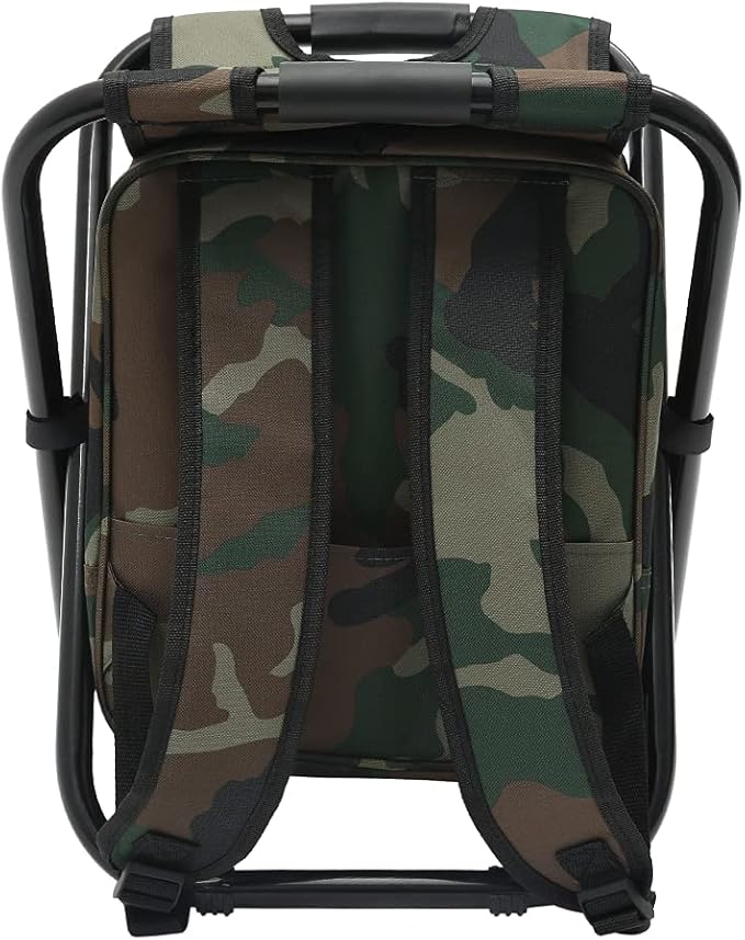Backpack Chair for Adults Portable Camping Hunting Fishing Backpack and Seat Combo Foldable Chair Bag with Cooler Bag Waterproof Fishing Stool Collapsible Chair Storage Bag with Portable Belt