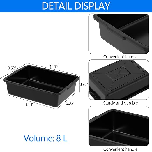 8 L Small Plastic Bus Tubs Restaurant Food Service Bus Tub Black 5 Packs