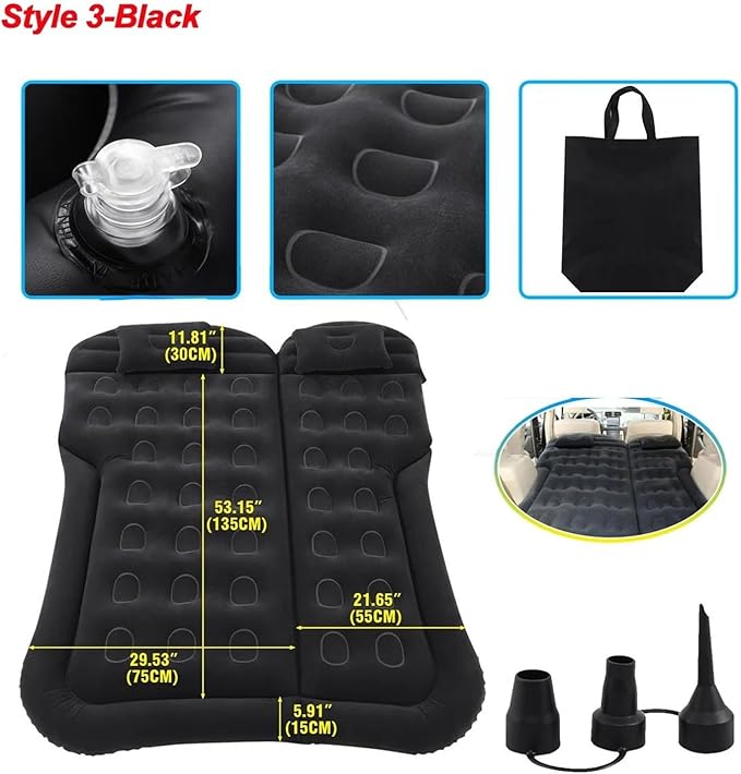 Camping Inflatable Mattress Car Inflatable Travel Mattress Car Back Seat Inflatable Bed Outdoor Camping Sleeping Mat Flocked PVC Inflatable Mattress