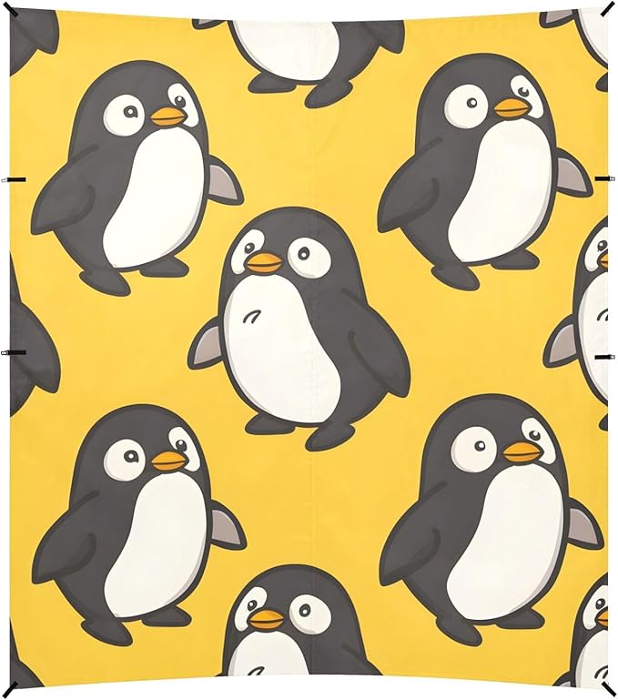 Cute Chubby Fat Penguin Camping Sun Shelter Beach Tent Portable Beach Sun Shade Outdoor Canopy for Camping Trips Fishing Picnic