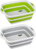 2 Pack Collapsible Cutting Board Foldable Dish Tub with Draining Hole Portable Chopping Board with Colander 3 in 1 Multifunction Camping Sink for Washing Dish Bowl Vegetables and Fruit