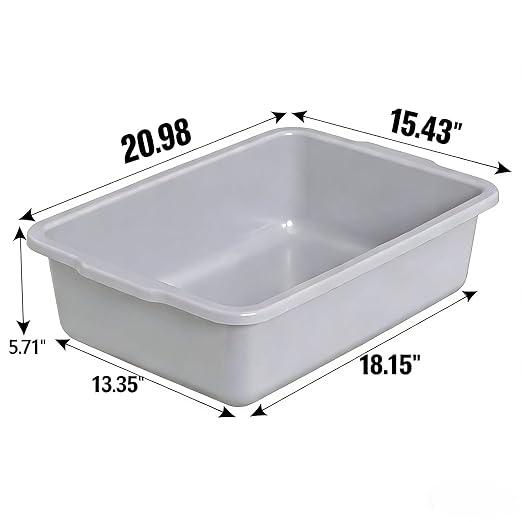 24 L Plastic Utility Bus Tub Commercial Bus Box Dish Bus Tub Gray 4 Packs