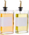 Syrup Dispenser Set 2 Pcs 11.8 Fl Oz Glass Bottle with Pump for Oil and Vinegar Labeled for Coffee Bar Use