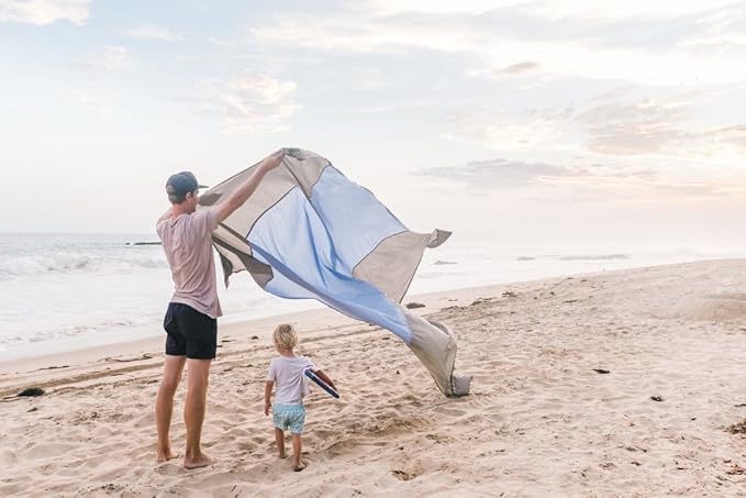 Seaview 180° Beach Blanket Waterproof Sandproof Extra Large 6x7 Sand Free Beach Mat for 1-6 Adults Oversized Outdoor Blanket with 4 Sand Pockets Portable Lightweight Packable - Picnic Mat