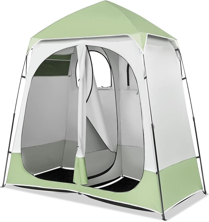 VINGLI 2 Room Shower Tent 7.5 FT Instant Pop Up Shelter with Carrying Bag Privacy Changing Room TentPerfect for Portable Toilet Camping Dressing Outdoor Indoor Easy Set Up