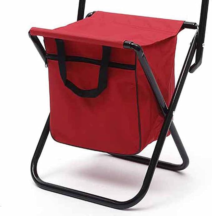Folding Fishing Chair Portable Foldable Leisure Back Chair with Bag for Outdoor Camping Fishing Hiking Backpacking (Red)