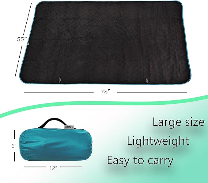 Large Outdoor Blanket Waterproof QuiltedThick Warm Fleece Blanket for Stadium Camping Picnics Beaches Pets Sports - Sandproof Windproof Washable Portable - Peacock Green
